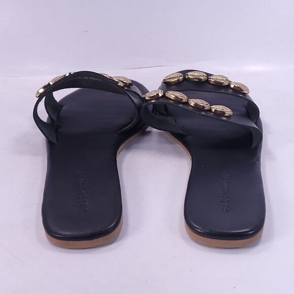 Salt+umber Slip On Casual Leather Open Back Sandals Womens Size 7 Black - Picture 3 of 8